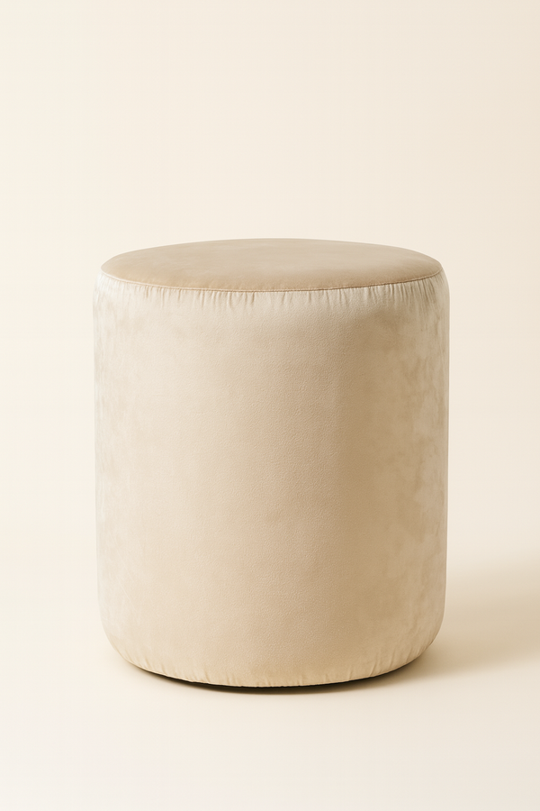 Ivory Velvet Ottoman