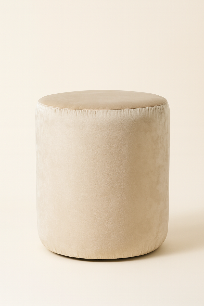 Ivory Velvet Ottoman